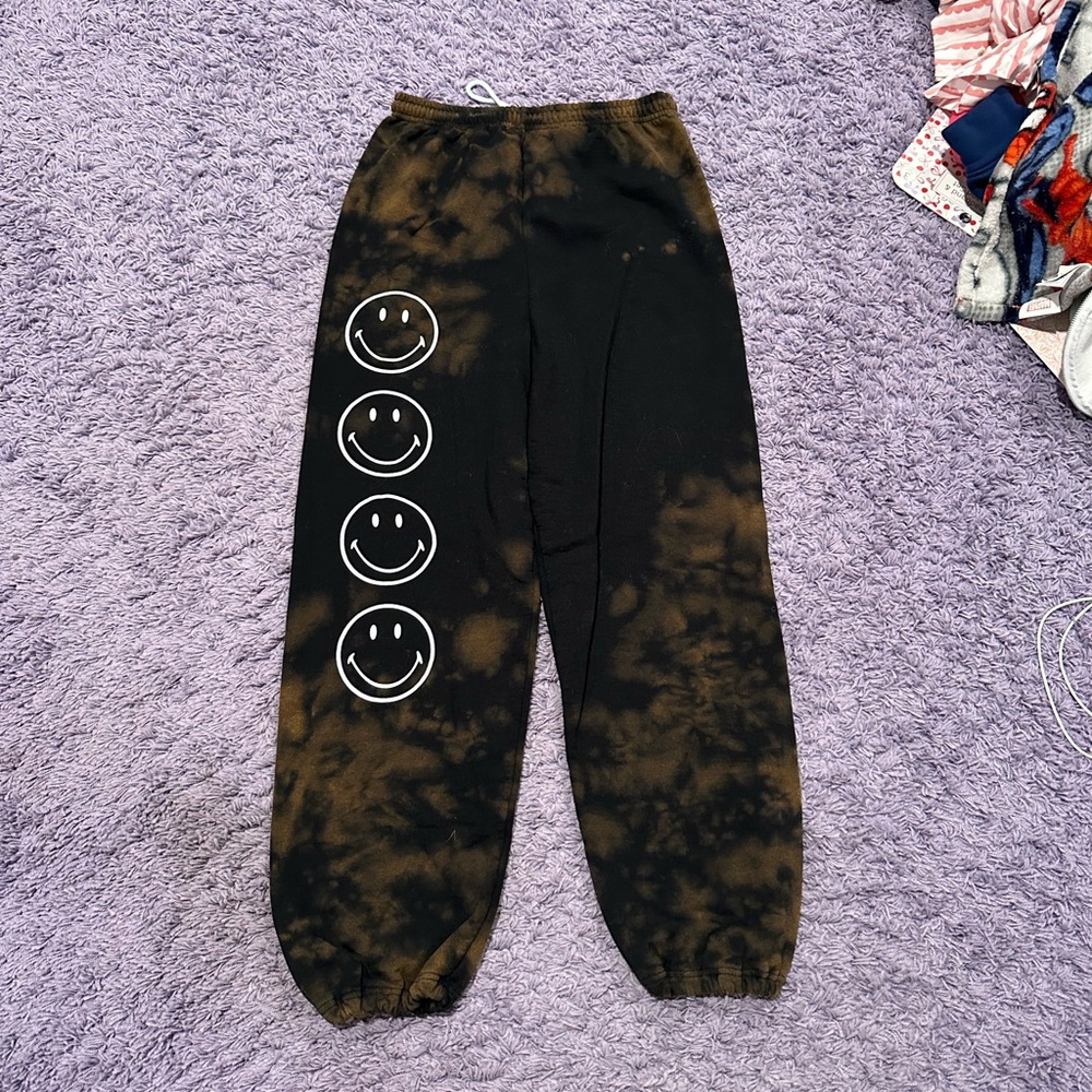 Black and Brown Smiley Face Joggers